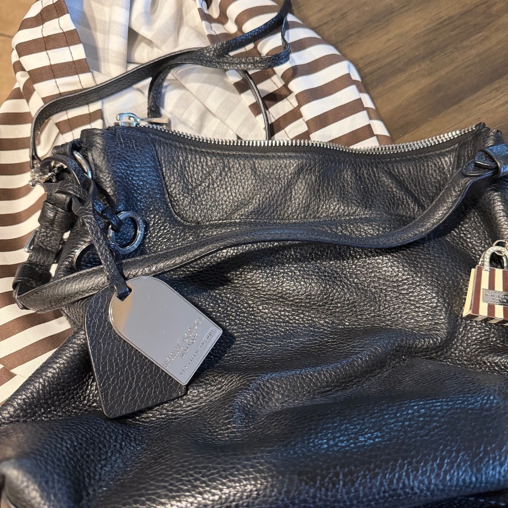 Henri Bendel West 57th Black Pebbled Leather Hobo Crossbody Bag